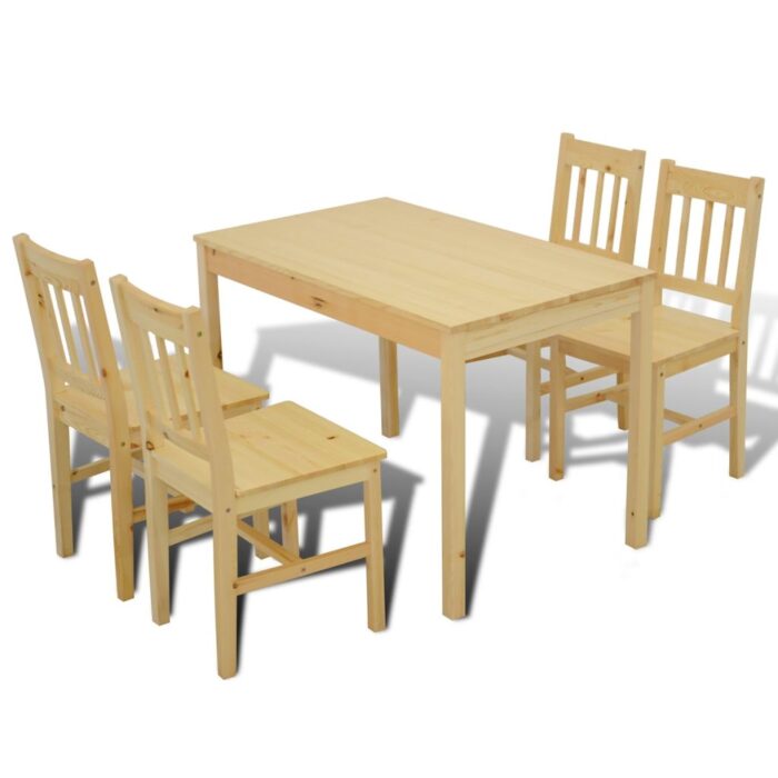 Table de salle à manger en bois avec 4 chaises Naturel – Image 4