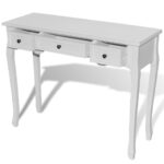 Table de console et coiffeuse avec 3 tiroirs Blanc – Image 2