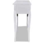 Table de console et coiffeuse avec 3 tiroirs Blanc – Image 4