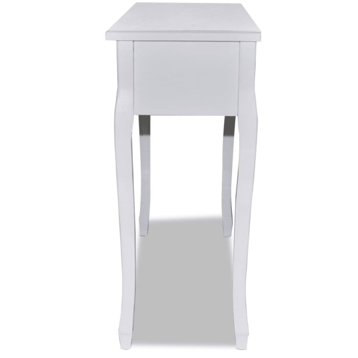 Table de console et coiffeuse avec 3 tiroirs Blanc – Image 4