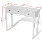 Table de console et coiffeuse avec 3 tiroirs Blanc – Image 5