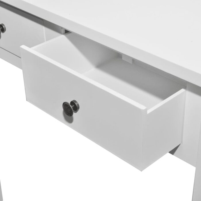 Table de console et coiffeuse avec 2 tiroirs Blanc – Image 3