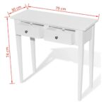 Table de console et coiffeuse avec 2 tiroirs Blanc – Image 4