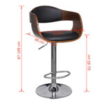 Tabourets de bar lot de 2 bois courbé et similicuir – Image 6