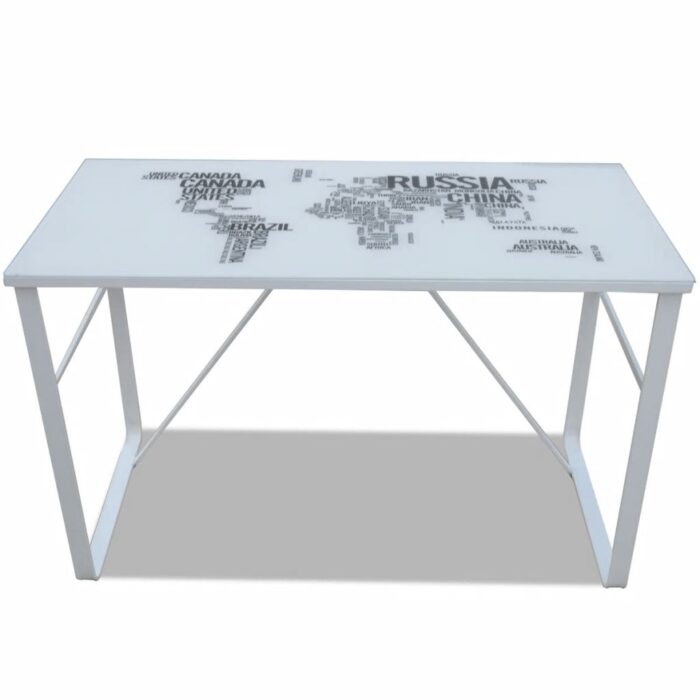 Bureau rectangulaire avec motif de carte du monde – Image 2