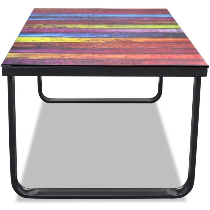 Table basse avec impression d'arc-en-ciel Dessus en verre – Image 3