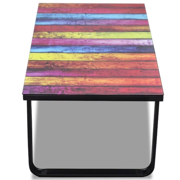 Table basse avec impression d'arc-en-ciel Dessus en verre – Image 4