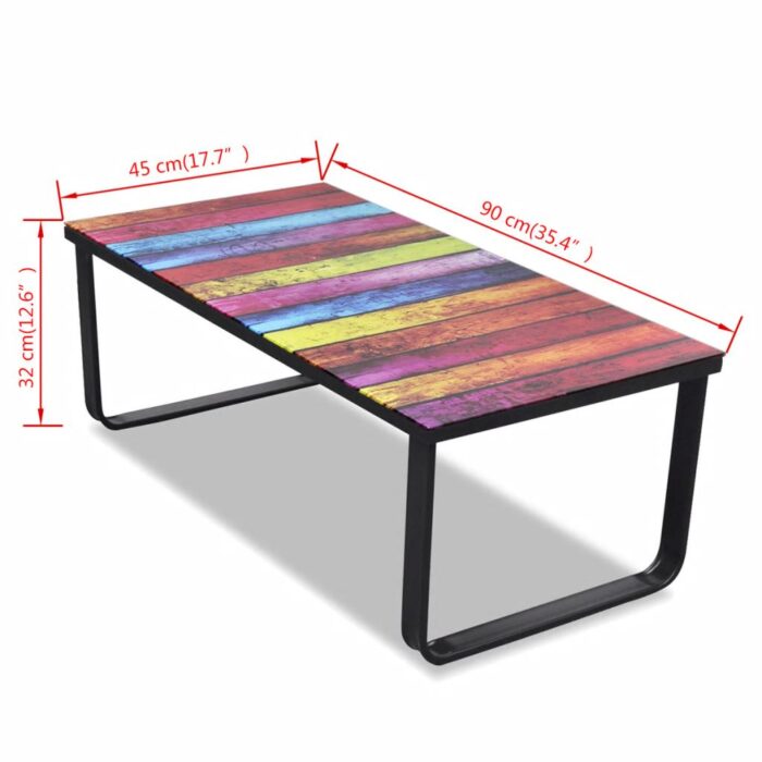 Table basse avec impression d'arc-en-ciel Dessus en verre – Image 6