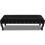 Banc noir tissu velours avec boutons en cristal – Image 2