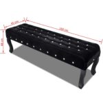 Banc noir tissu velours avec boutons en cristal – Image 3
