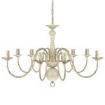 Lustre en métal blanc antique 8 x E14 ampoules – Image 2