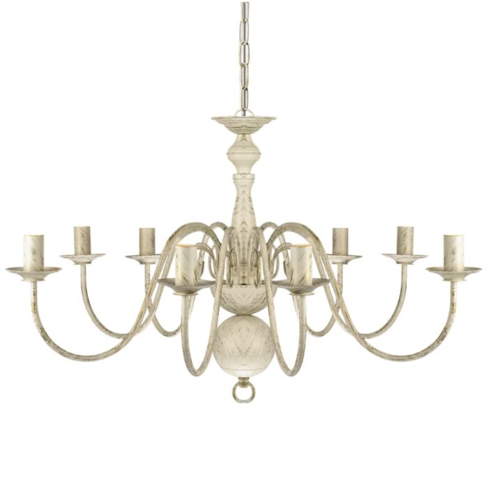 Lustre en métal blanc antique 8 x E14 ampoules – Image 2