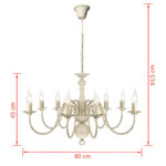 Lustre en métal blanc antique 8 x E14 ampoules – Image 4