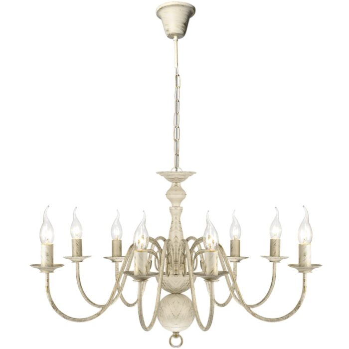 Lustre en métal blanc antique 8 x E14 ampoules – Image 1