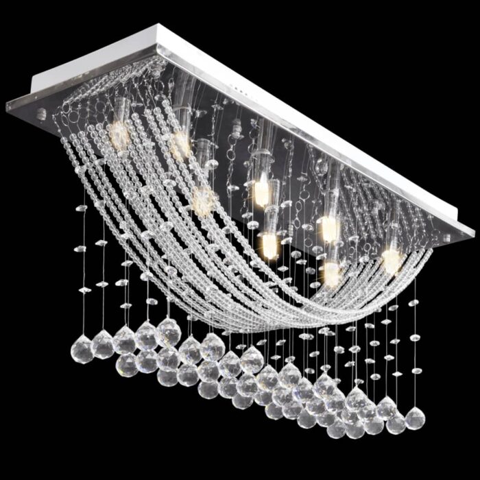 Plafonnier avec perles en verre cristal Étincelant Blanc 8 x G9 29 cm – Image 2