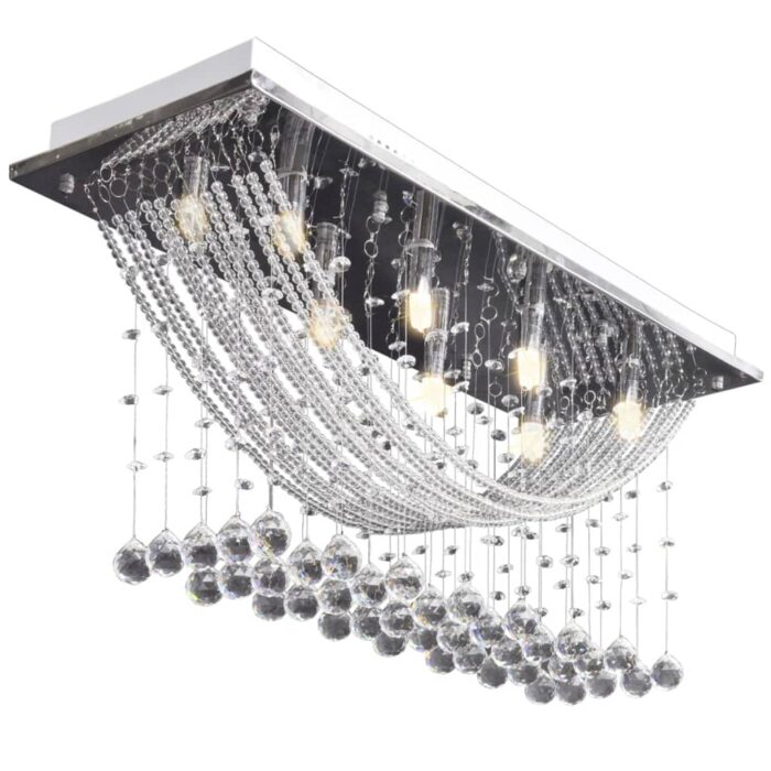 Plafonnier avec perles en verre cristal Étincelant Blanc 8 x G9 29 cm – Image 3