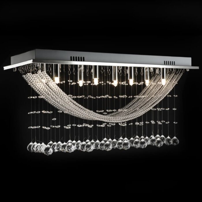 Plafonnier avec perles en verre cristal Étincelant Blanc 8 x G9 29 cm – Image 6
