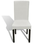 Housses de chaise élastiques droites 6 pcs Crème – Image 2