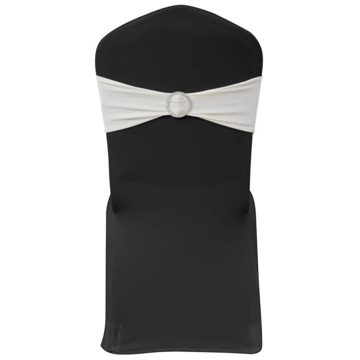 25 bandes de chaise décoratives extensibles crème – Image 1