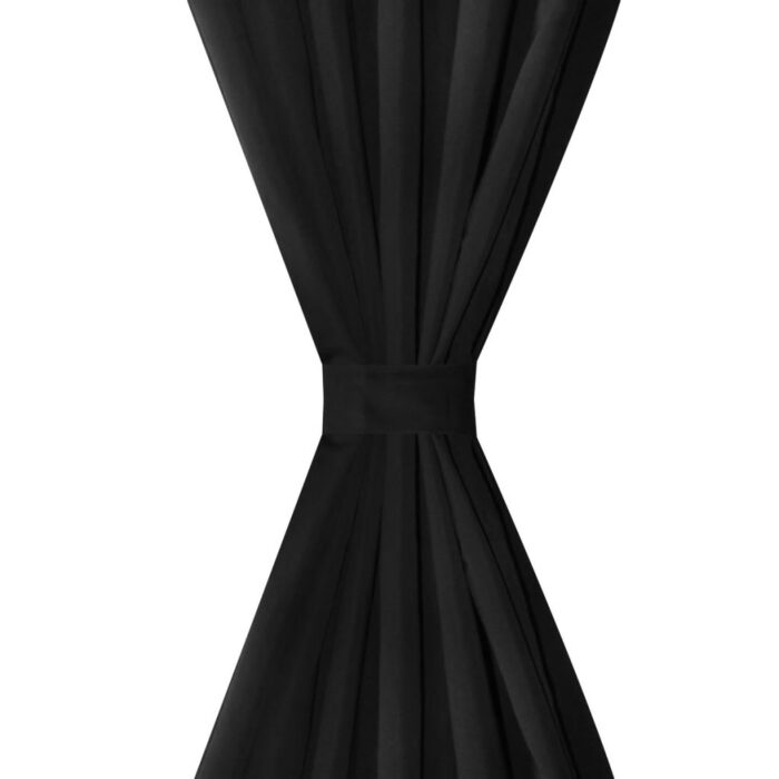 2 pcs Rideau à Passant Micro Satin Noir 140 x 175 cm – Image 2