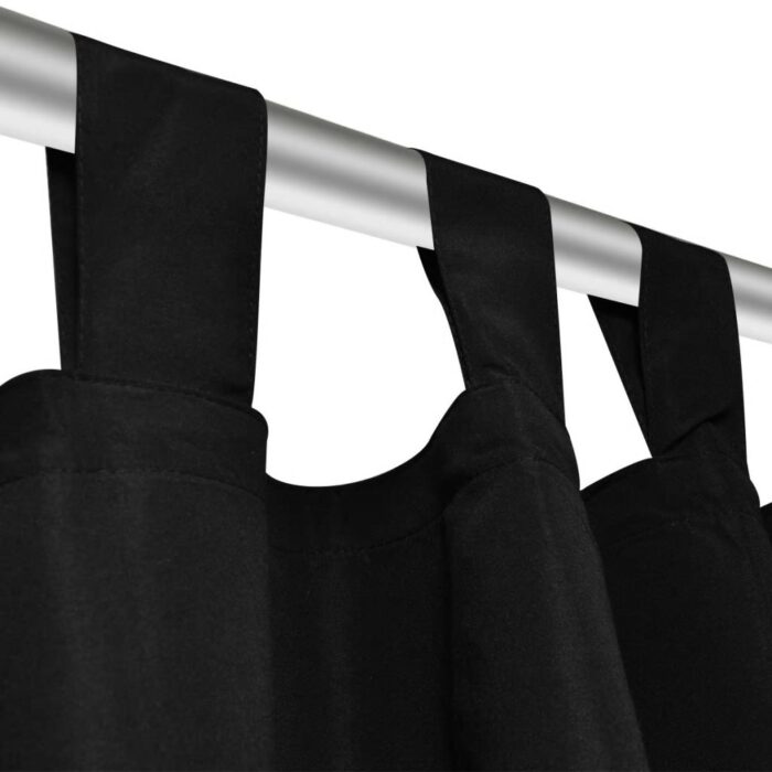 2 pcs Rideau à Passant Micro Satin Noir 140 x 175 cm – Image 3