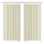2 pcs Rideau à Passant Micro Satin Crème 140 x 175 cm