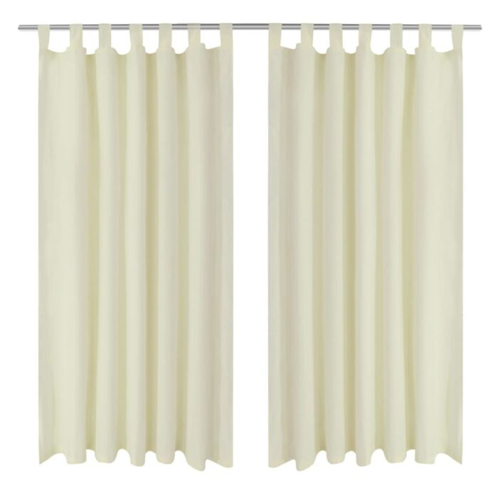 2 pcs Rideau à Passant Micro Satin Crème 140 x 175 cm – Image 1