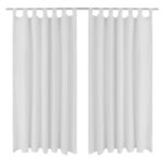 2 pcs Rideau à Passant Micro Satin Blanc 140 x 175 cm