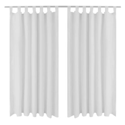 2 pcs Rideau à Passant Micro Satin Blanc 140 x 175 cm