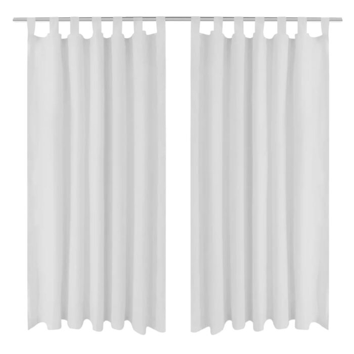 2 pcs Rideau à Passant Micro Satin Blanc 140 x 175 cm – Image 1