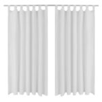 2 pcs Rideau à Passant Micro Satin Blanc 140 x 245 cm