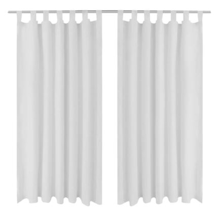 2 pcs Rideau à Passant Micro Satin Blanc 140 x 245 cm