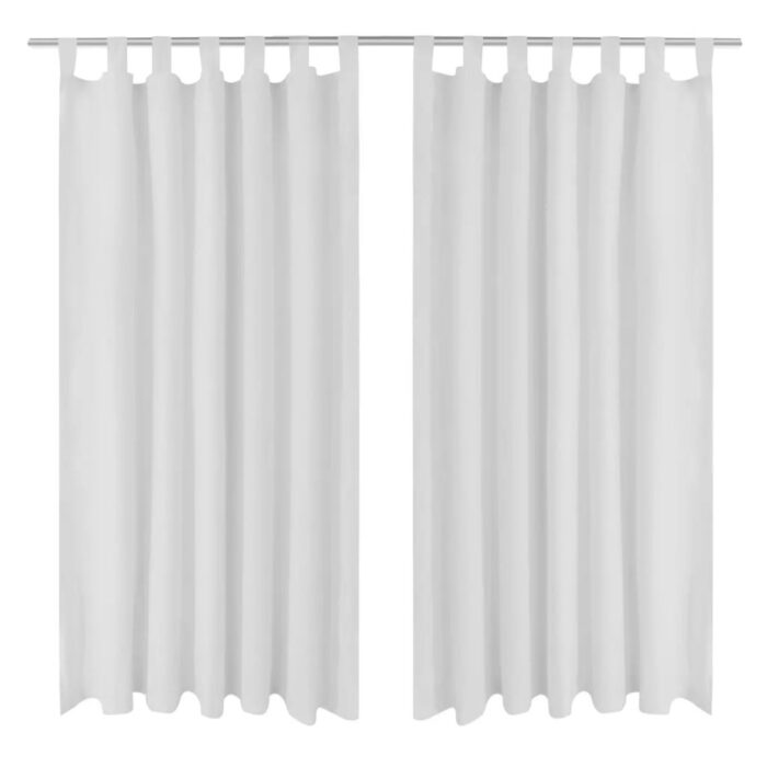 2 pcs Rideau à Passant Micro Satin Blanc 140 x 245 cm – Image 1