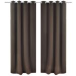 2 pcs Rideau Blackout Occultant Brun avec Œillets en métal 135x245cm