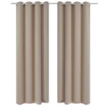 2 pcs Rideau Blackout Occultant Crème avec Œillets en métal 135x245cm