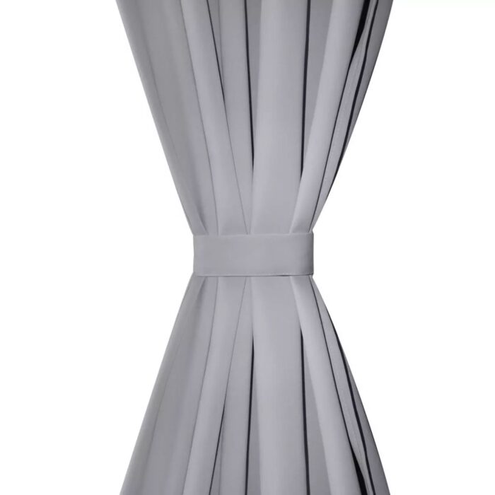 2 pcs Rideau Blackout Occultant Gris avec Œillets en métal 135x245cm – Image 2