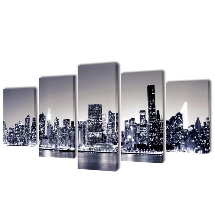 VXL8718475902966_a_en_hd_1.jpg Set de toiles murales imprimées Horizon de New York monochrome – Image 1