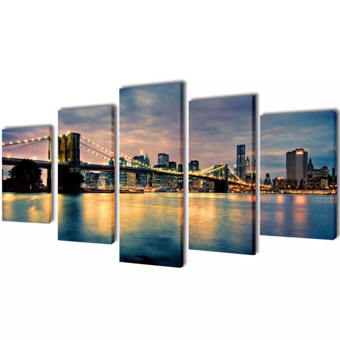 VXL8718475903031_a_en_hd_1.jpg Set de toiles murales imprimées Pont de Brooklin vu de la rivière – Image 1