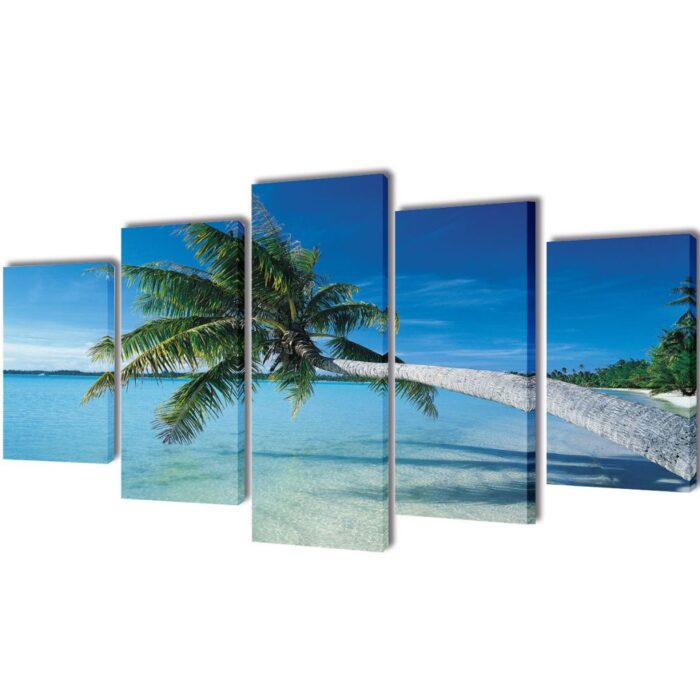 VXL8718475903093_a_en_hd_1.jpg Set de toiles murales imprimées Plage avec palmier 200 x 100 cm – Image 1