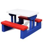 Table et bancs de pique-nique avec parasol pour enfants – Image 3