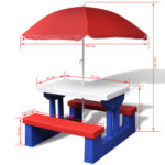 Table et bancs de pique-nique avec parasol pour enfants – Image 4