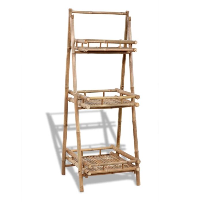 Étagère à plantes pliable 3 niveaux Bambou – Image 1