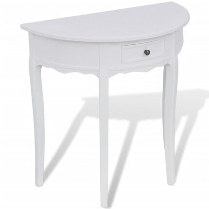 Table console avec tiroir Demi-ronde Blanc