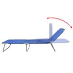 Chaise longue pliable acier enduit de poudre bleu – Image 2