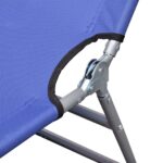 Chaise longue pliable acier enduit de poudre bleu – Image 3