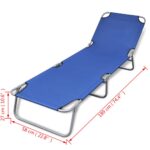 Chaise longue pliable acier enduit de poudre bleu – Image 5