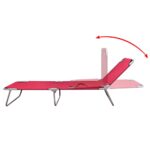 Chaise longue pliable acier enduit de poudre rouge – Image 2