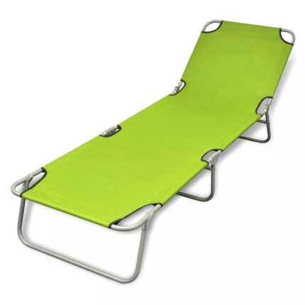 Chaise longue pliable acier enduit de poudre vert pomme