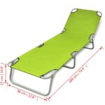 Chaise longue pliable acier enduit de poudre vert pomme – Image 5