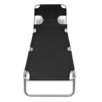 Chaise longue avec coussin de tête Acier enduit de poudre Noir – Image 2